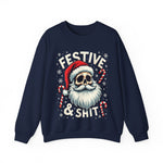 Skull Santa Gothic Christmas Sweatshirt, Festive Rebel Graphic Holiday Sweater
