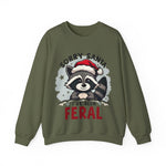 Funny Raccoon Christmas Sweatshirt, "Sorry Santa, I've Been Feral" Crewneck Sweater
