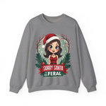 Sarcastic "Sorry Santa I've Been Feral" Coquette Pinup Girl Christmas Sweater