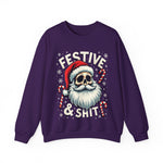 Skull Santa Gothic Christmas Sweatshirt, Festive Rebel Graphic Holiday Sweater