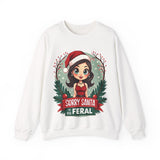 Sarcastic "Sorry Santa I've Been Feral" Coquette Pinup Girl Christmas Sweater