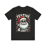 Festive & Sh*t Skull Santa Christmas Tee