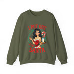 Coquette Pinup Girl Holiday Sweater, Funny "I Put Out For Santa" Christmas Sweatshirt
