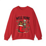 Funny Skeleton Christmas Sweater, Sarcastic "Well Hung" Christmas Sweatshirt