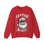Skull Santa Gothic Christmas Sweatshirt, Festive Rebel Graphic Holiday Sweater