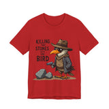 Humorous Bird Graphic Tee - Sarcastic  'Killing Two Stones with One Bird' T-Shirt