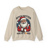 Sarcastic Santa Cookie Christmas Sweatshirt, Funny Festive Christmas Sweater