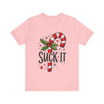 Funny 'Suck It' Candy Cane Christmas T-Shirt - Sarcastic Holiday Tee