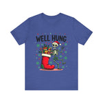 Funny Skeleton Christmas Tee, Sarcastic "Well Hung" Christmas T-Shirt