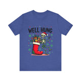 Funny Skeleton Christmas Tee, Sarcastic "Well Hung" Christmas T-Shirt