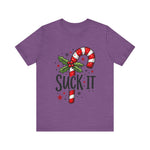 Funny 'Suck It' Candy Cane Christmas T-Shirt - Sarcastic Holiday Tee