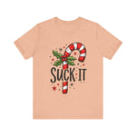Funny 'Suck It' Candy Cane Christmas T-Shirt - Sarcastic Holiday Tee