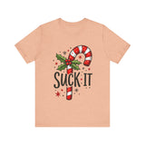 Funny 'Suck It' Candy Cane Christmas T-Shirt - Sarcastic Holiday Tee