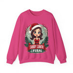 Sarcastic "Sorry Santa I've Been Feral" Coquette Pinup Girl Christmas Sweater
