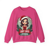 Sarcastic "Sorry Santa I've Been Feral" Coquette Pinup Girl Christmas Sweater