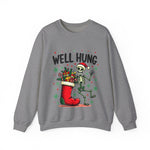 Funny Skeleton Christmas Sweater, Sarcastic "Well Hung" Christmas Sweatshirt