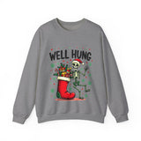 Funny Skeleton Christmas Sweater, Sarcastic "Well Hung" Christmas Sweatshirt