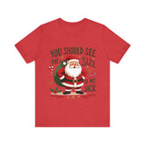 Funny Santa Tee, "You Should See The Size Of My Sack" Sarcastic Christmas T-Shirt