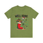 Funny Skeleton Christmas Tee, Sarcastic "Well Hung" Christmas T-Shirt