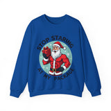 Stop Staring At My Package Funny Christmas Sweatshirt
