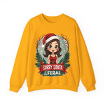 Sarcastic "Sorry Santa I've Been Feral" Coquette Pinup Girl Christmas Sweater
