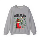 Funny Skeleton Christmas Sweater, Sarcastic "Well Hung" Christmas Sweatshirt
