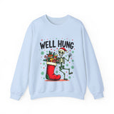 Funny Skeleton Christmas Sweater, Sarcastic "Well Hung" Christmas Sweatshirt