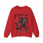 Sarcastic Krampus Christmas Sweatshirt - "My Neck, My Back" Horror Graphic Sweater