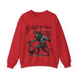 Sarcastic Krampus Christmas Sweatshirt - "My Neck, My Back" Horror Graphic Sweater