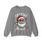 Skull Santa Gothic Christmas Sweatshirt, Festive Rebel Graphic Holiday Sweater