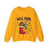Funny Skeleton Christmas Sweater, Sarcastic "Well Hung" Christmas Sweatshirt