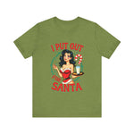 Coquette Pinup Girl Holiday T-Shirt, Funny "I Put Out For Santa" Christmas Tee