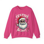 Skull Santa Gothic Christmas Sweatshirt, Festive Rebel Graphic Holiday Sweater