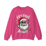Skull Santa Gothic Christmas Sweatshirt, Festive Rebel Graphic Holiday Sweater