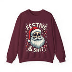 Skull Santa Gothic Christmas Sweatshirt, Festive Rebel Graphic Holiday Sweater