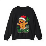 Let's Get Baked Funny Christmas Sweater, Funny Holiday Gingerbread Man Sweatshirt, Cannabis Humor Clothing