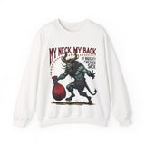 Sarcastic Krampus Christmas Sweatshirt - "My Neck, My Back" Horror Graphic Sweater