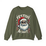 Skull Santa Gothic Christmas Sweatshirt, Festive Rebel Graphic Holiday Sweater