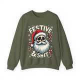 Skull Santa Gothic Christmas Sweatshirt, Festive Rebel Graphic Holiday Sweater
