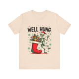 Funny Skeleton Christmas Tee, Sarcastic "Well Hung" Christmas T-Shirt