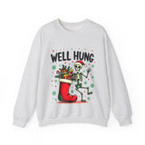 Funny Skeleton Christmas Sweater, Sarcastic "Well Hung" Christmas Sweatshirt