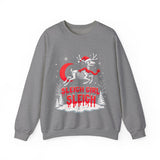 Gothic Skeleton Reindeer Christmas Sweatshirt - Sleigh Girl Sleigh Holiday Sweater