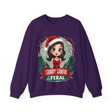 Sarcastic "Sorry Santa I've Been Feral" Coquette Pinup Girl Christmas Sweater
