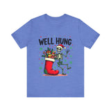 Funny Skeleton Christmas Tee, Sarcastic "Well Hung" Christmas T-Shirt