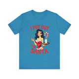 Coquette Pinup Girl Holiday T-Shirt, Funny "I Put Out For Santa" Christmas Tee