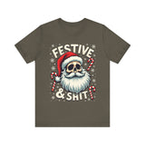 Festive & Sh*t Skull Santa Christmas Tee
