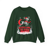 Gothic Skeleton Reindeer Christmas Sweatshirt - Sleigh Girl Sleigh Holiday Sweater