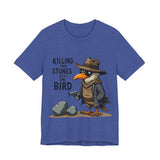Humorous Bird Graphic Tee - Sarcastic  'Killing Two Stones with One Bird' T-Shirt