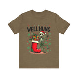 Funny Skeleton Christmas Tee, Sarcastic "Well Hung" Christmas T-Shirt