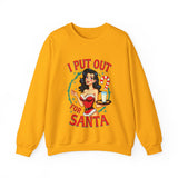 Coquette Pinup Girl Holiday Sweater, Funny "I Put Out For Santa" Christmas Sweatshirt